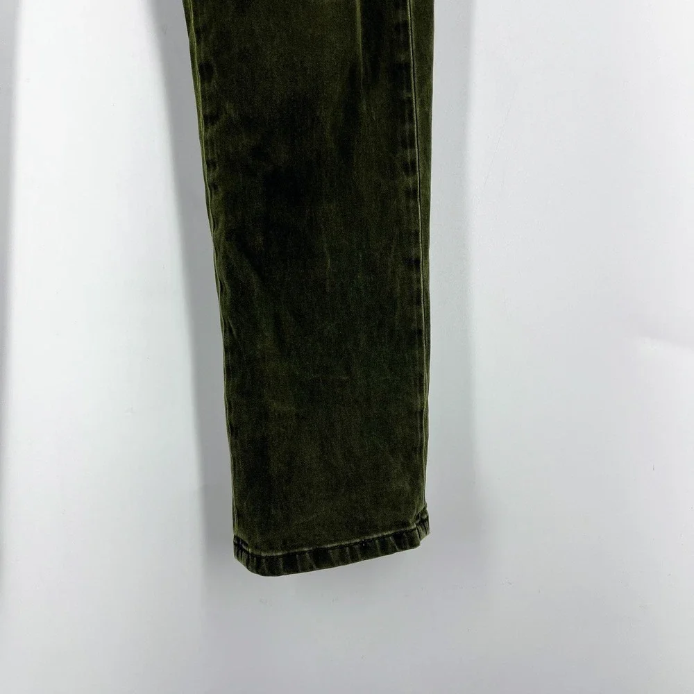 Dondup Gaubert Mens Olive Green Slim‎ Fit Velvet Corduroy Trousers Italy